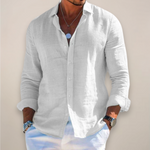 Men’s Linen-Look Long Sleeve Shirt – Relaxed Fit Summer Style