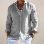 Men’s Linen-Look Long Sleeve Shirt – Relaxed Fit Summer Style
