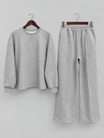 Women’s Sweatshirt Co-Ord Set – Crew Neck Top & Wide Leg