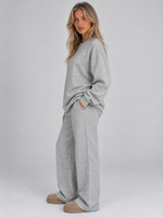 Women’s Sweatshirt Co-Ord Set – Crew Neck Top & Wide Leg