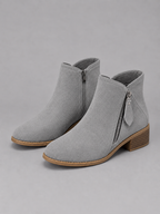 Women’s Suede Look Ankle Boots – Side Zip Low Block Heel Boots