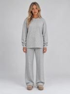 Women’s Sweatshirt Co-Ord Set – Crew Neck Top & Wide Leg
