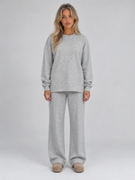 Women’s Sweatshirt Co-Ord Set – Crew Neck Top & Wide Leg