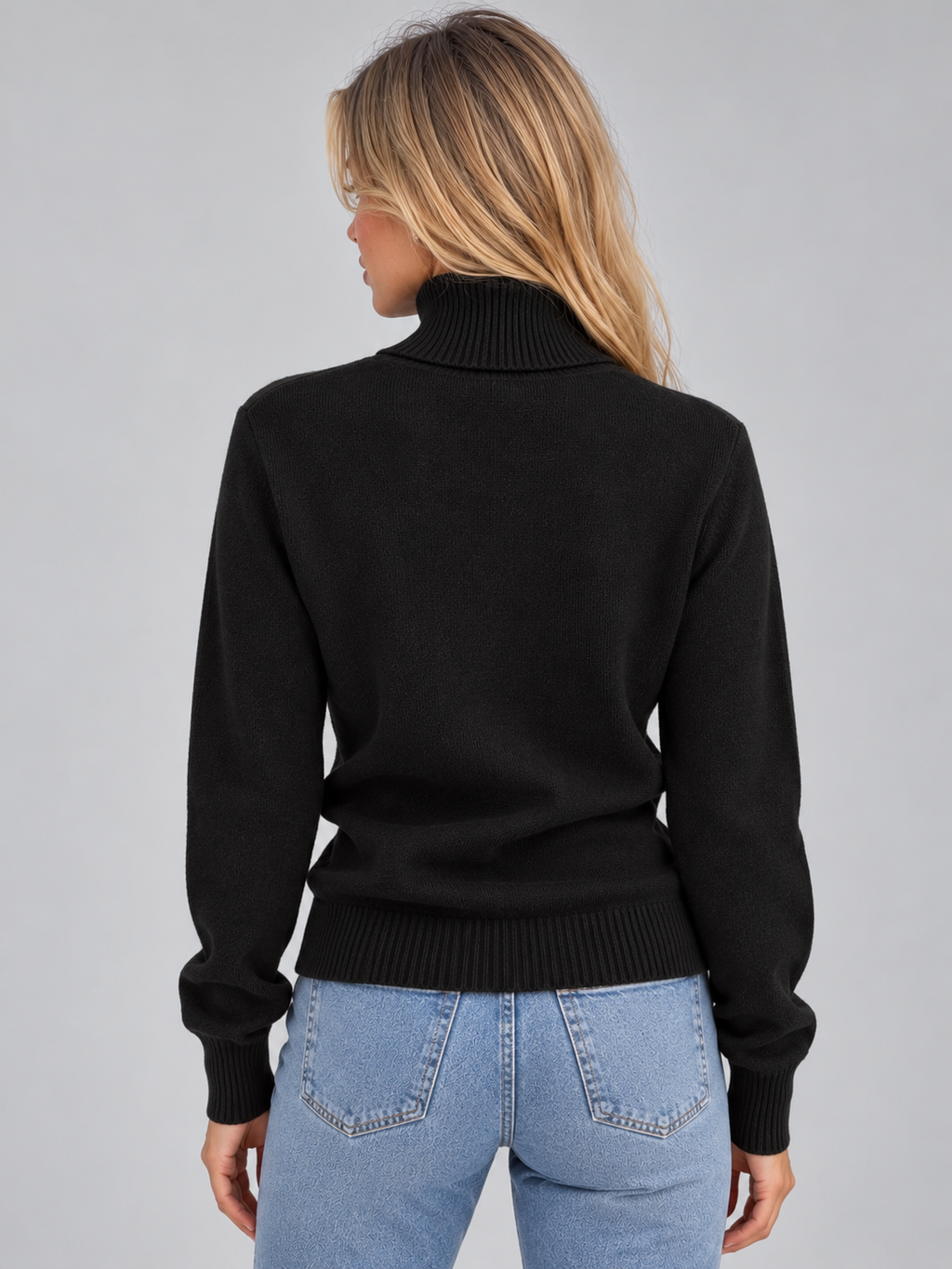 Women’s Roll Neck Knitted Jumper – Fluffy Lined Long Sleeve