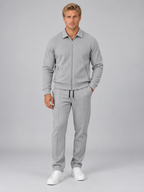 Men’s Textured Full Zip Tracksuit Set
