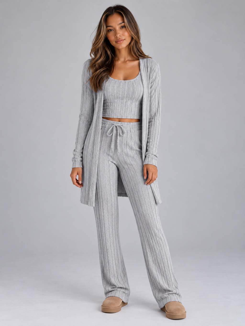 Women’s Ribbed Three-Piece Lounge Set