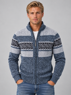 Men’s Full Zip Knitted Cardigan – High Neck Jumper