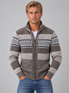 Men’s Full Zip Knitted Cardigan – High Neck Jumper