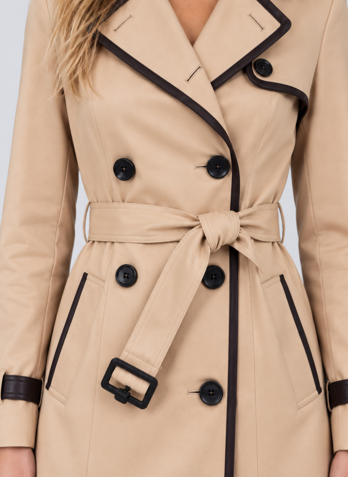 Women’s Double-Breasted Trench Coat – Belted Longline Jacket
