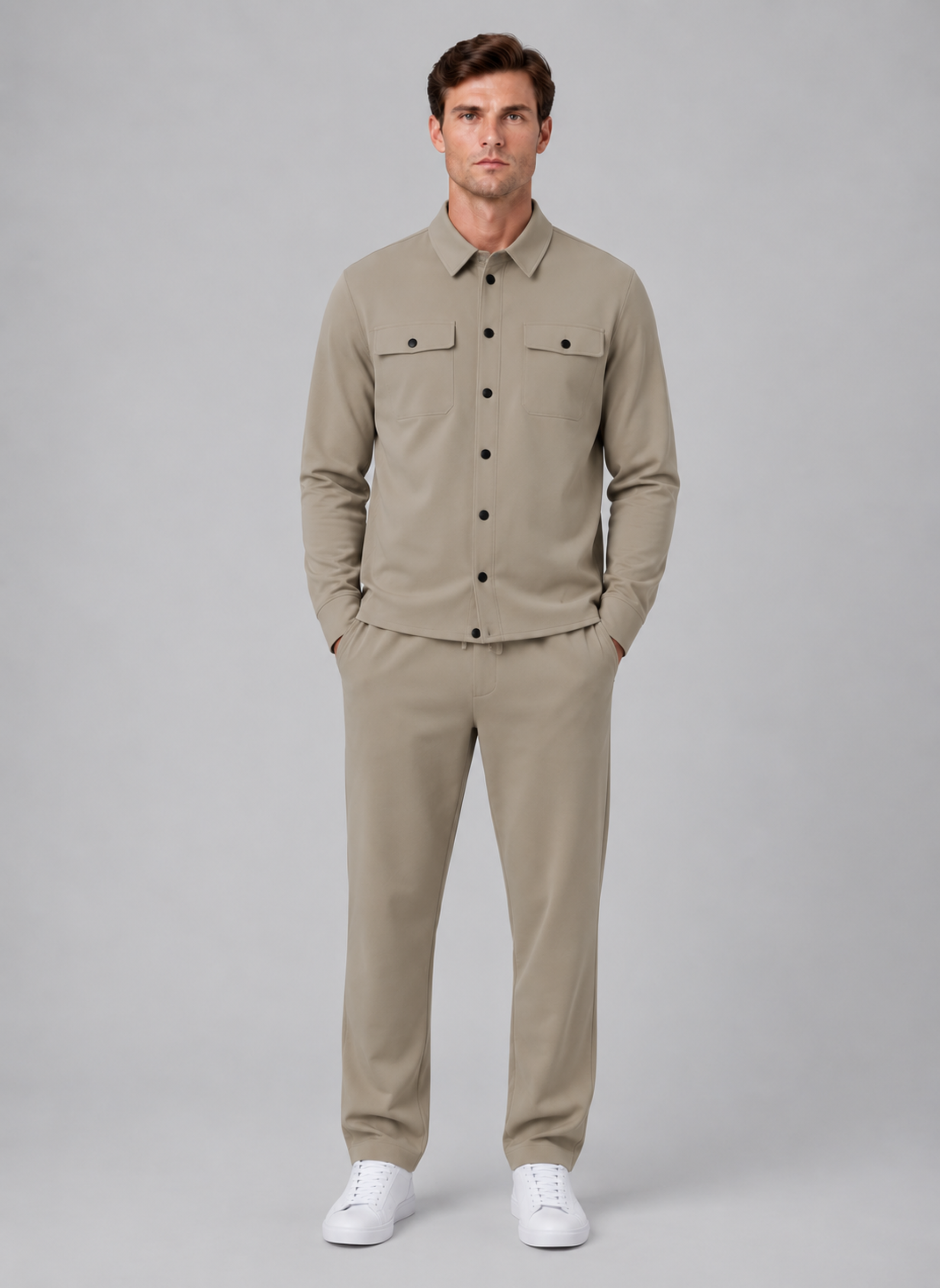 Men’s Two-Piece Overshirt & Trousers Set – Relaxed Smart Casual Co-Ord