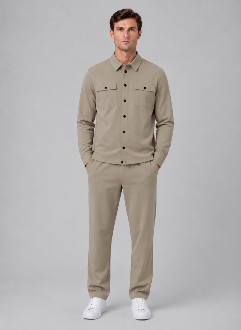 Men’s Two-Piece Overshirt & Trousers Set – Relaxed Smart Casual Co-Ord