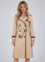 Women’s Double-Breasted Trench Coat – Belted Longline Jacket