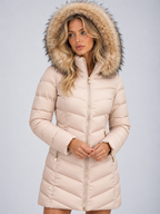 Women’s Long Hooded Faux Fur Trim Puffer Coat