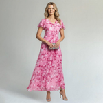 Women’s Floral Maxi Dress – Soft Chiffon Feel