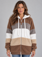 Women’s Teddy Fleece Jacket – Hooded Zip Up Longline Coat