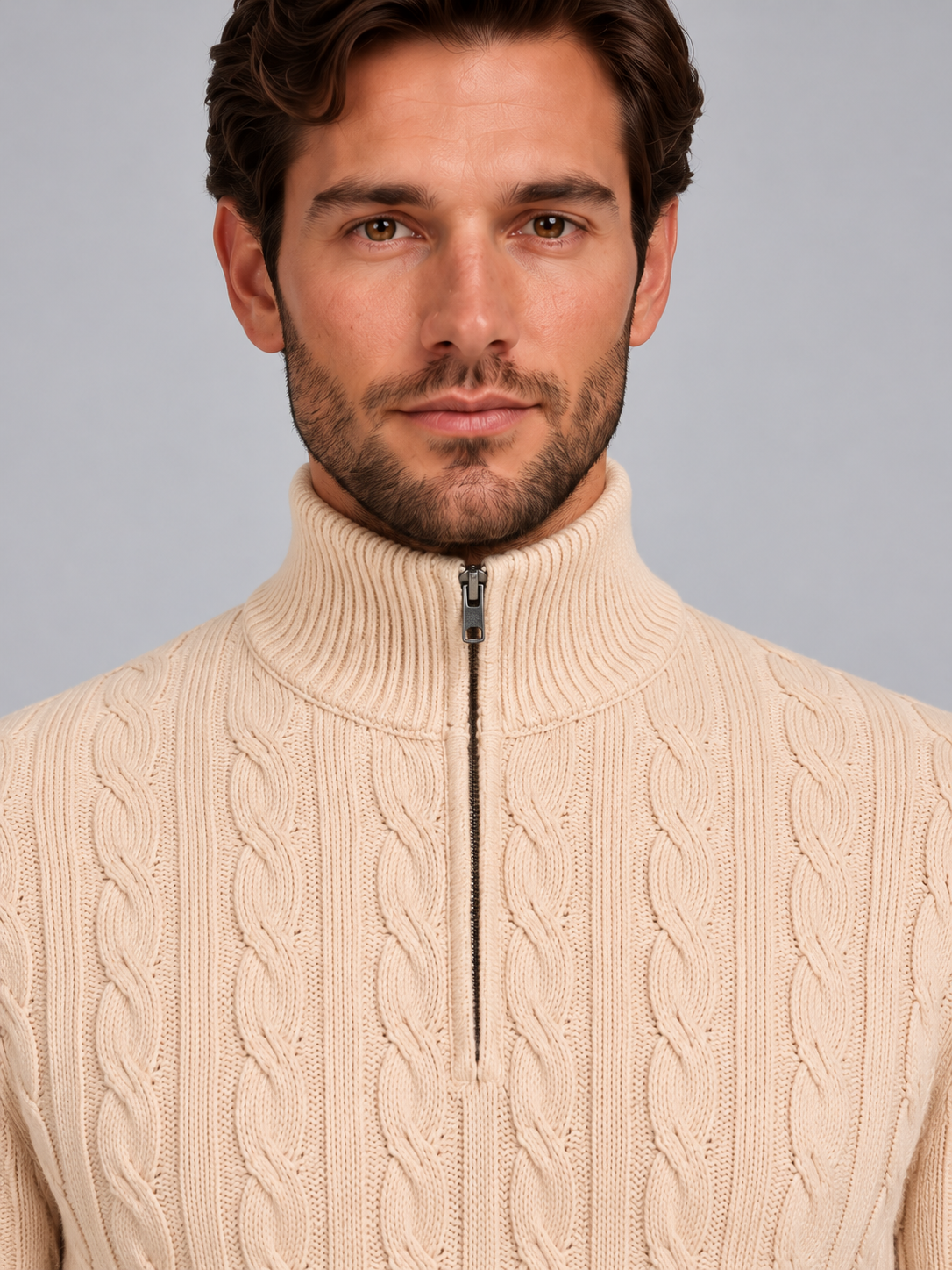 Men's Cable Knit Quarter Zip Jumper