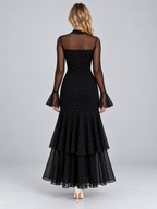 Women’s Polka Dot Long Sleeve Maxi Dress