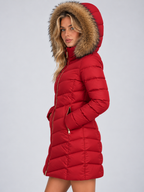 Women’s Long Hooded Faux Fur Trim Puffer Coat