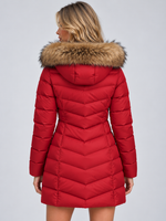 Women’s Long Hooded Faux Fur Trim Puffer Coat