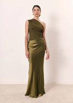 Women’s One-Shoulder Satin Feel Maxi Dress – Evening Elegance