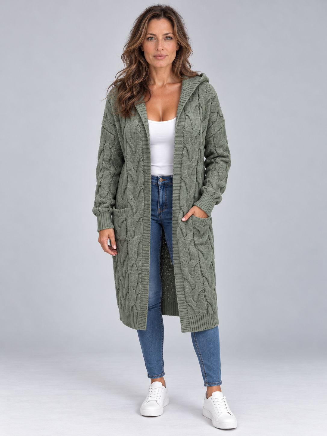 Women’s Long Cable Knit Cardigan