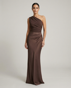 Women’s One-Shoulder Satin Feel Maxi Dress – Evening Elegance