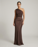 Women’s One-Shoulder Satin Feel Maxi Dress – Evening Elegance
