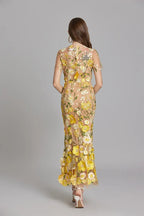Women’s Floral Midi Dress – 3D Appliqué Wedding Guest Dress