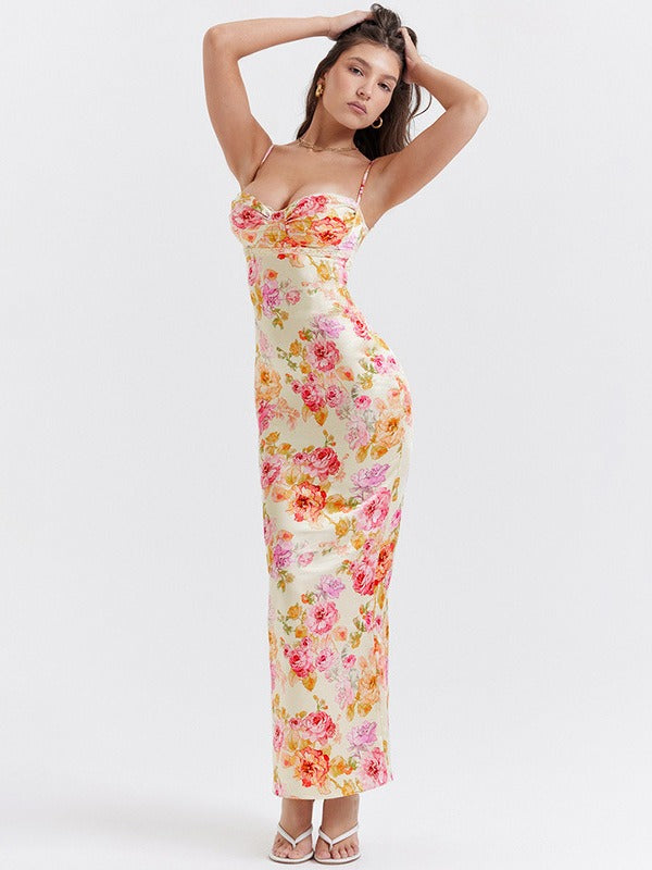 Montleigh | Women's Sculpting Floral Maxi Dress – Satin-Feel