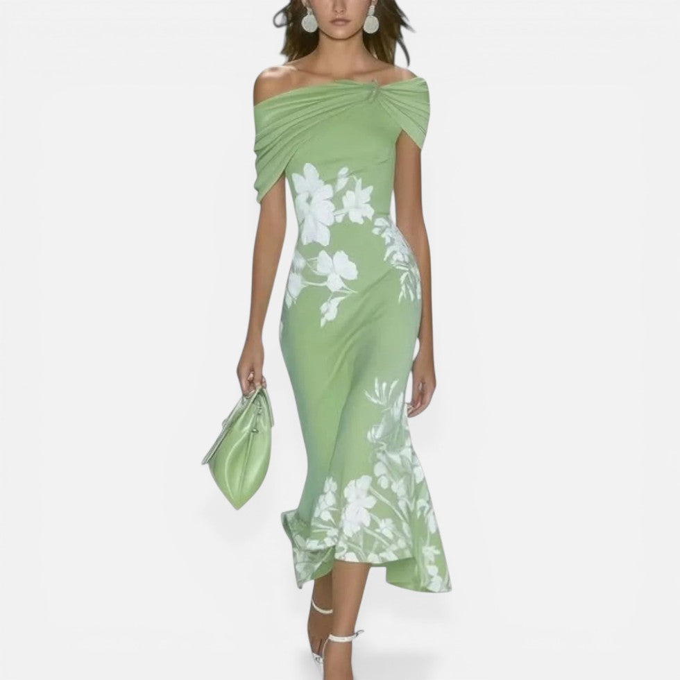 Montleigh | Sculpting Off-Shoulder Floral Midi Dress