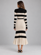 Women’s Striped Ribbed Knit Midi Dress