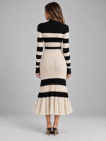 Women’s Striped Ribbed Knit Midi Dress