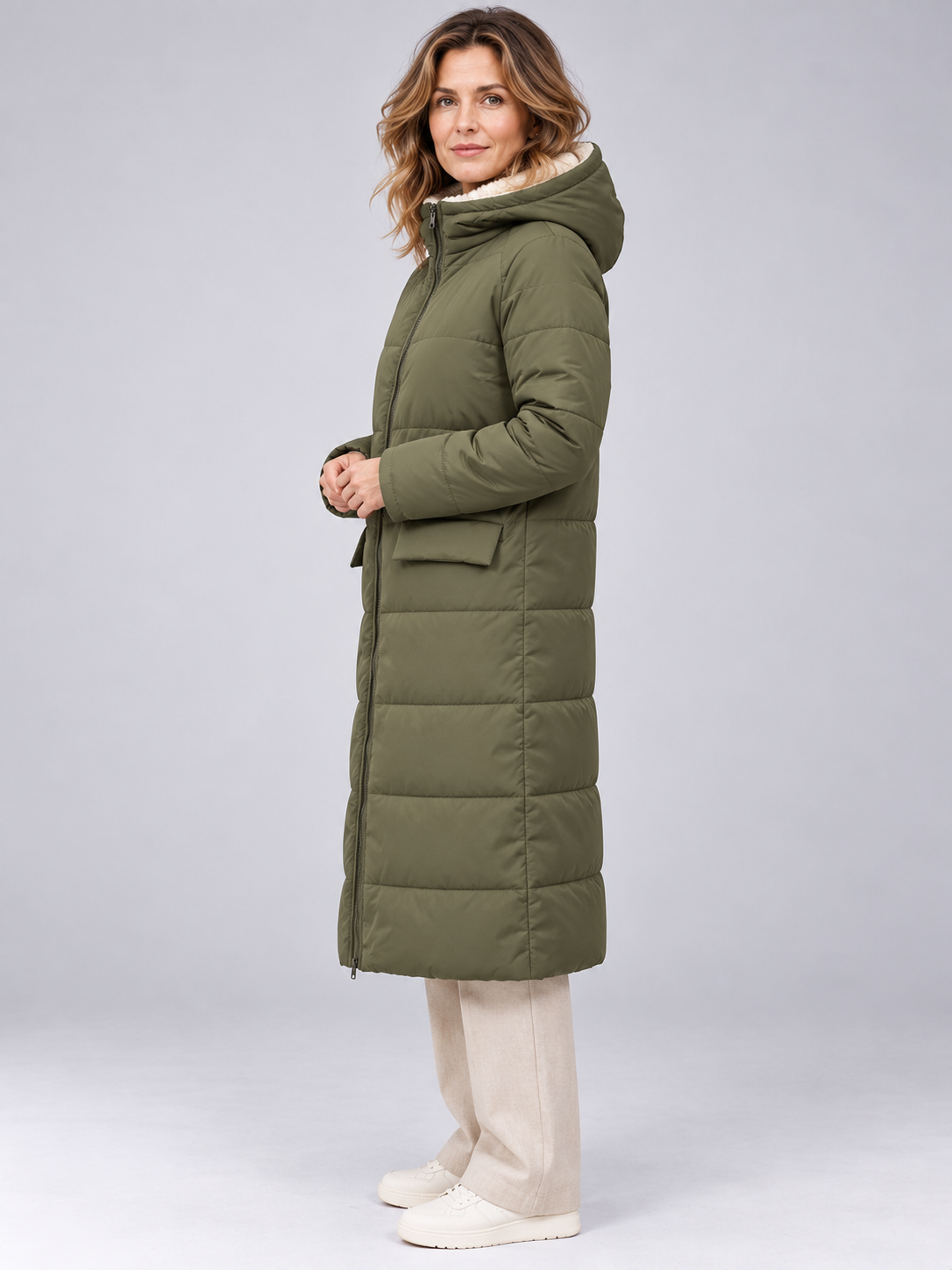 Women’s Reversible Long Hooded Puffer Coat