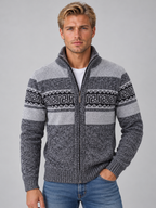Men’s Full Zip Knitted Cardigan – High Neck Jumper