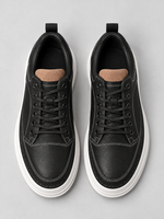 Men’s Leather Look Trainers – Lace Up Platform Sole Casual Shoes