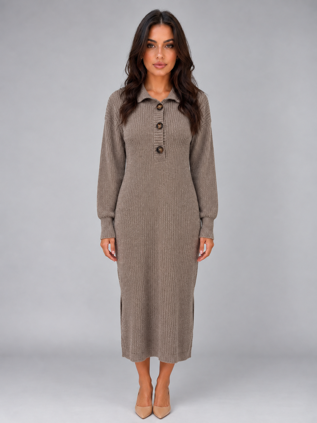 Women's Knitted Jumper Midi Dress