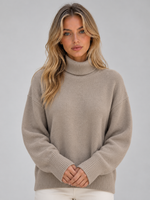 Women’s Oversized Roll Neck Jumper – Soft Acrylic Knit Long Sleeve
