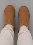 Women’s Suede Ankle Boots – Shearling Lined Winter Slip-On Shoes