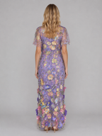 Women's 3D Floral Embroidered Tulle Maxi Dress – Elegant Occasion Gown