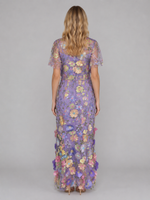 Women's 3D Floral Embroidered Tulle Maxi Dress – Elegant Occasion Gown