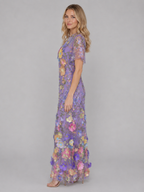 Women's 3D Floral Embroidered Tulle Maxi Dress – Elegant Occasion Gown