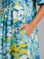 Women's Abstract Print Midi Dress with Pockets – Summer Holiday Style