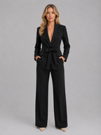 Women's Belted Blazer & Wide Leg Trouser Co-Ord Set – Tailored Two-Piece Suit