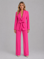 Women's Belted Blazer & Wide Leg Trouser Co-Ord Set – Tailored Two-Piece Suit