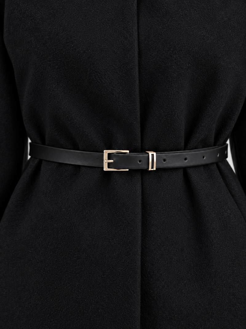 Women’s Belted Cape Jacket – High Neck Flared Sleeve Coat