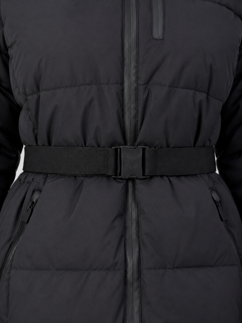 Women’s Belted Hooded Puffer Jacket – Warm Padded Winter Coat