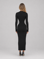Women’s Black Long Sleeve Bodycon Maxi Dress – Slim Fit Sculpting Style