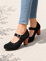 Women’s Block Heel Mary Jane Shoes – Classic Brogue Design