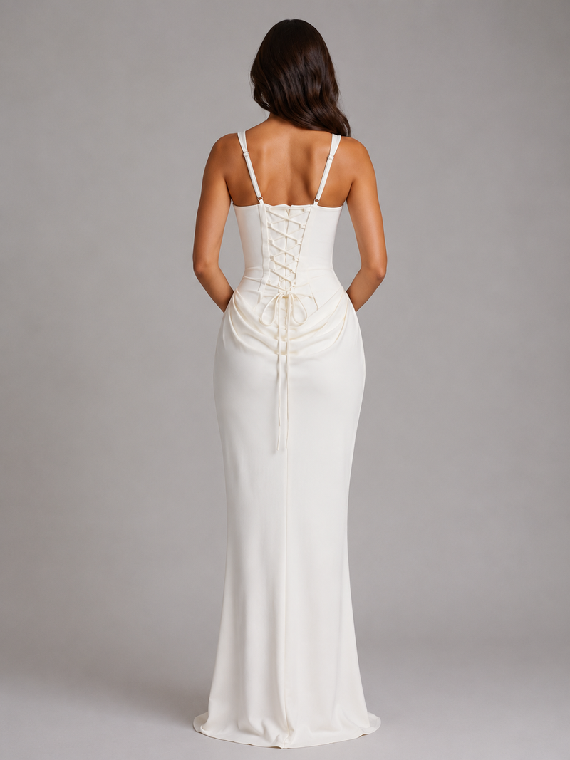 Women’s Bodycon Corset Maxi Dress – Sculpted Draped Silhouette