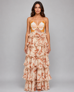 Women's Butterfly Ruffle Maxi Dress – Flowing Silhouette